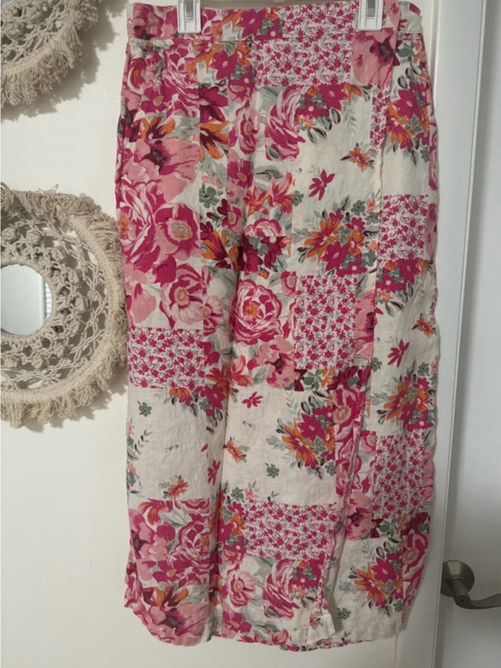 Haute Hippie Pink Floral Patchwork Wide-Leg Pants